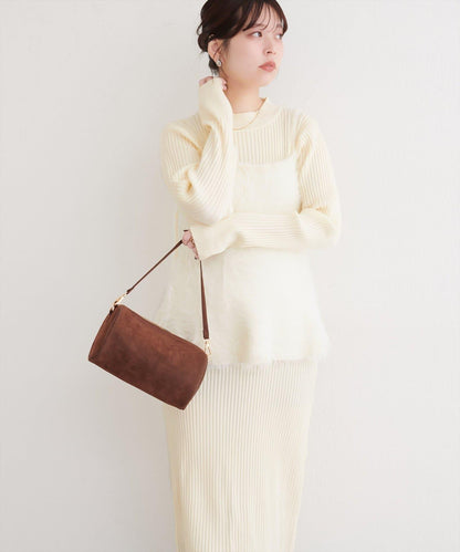 露背荷葉邊吊帶背心+針織連衣裙