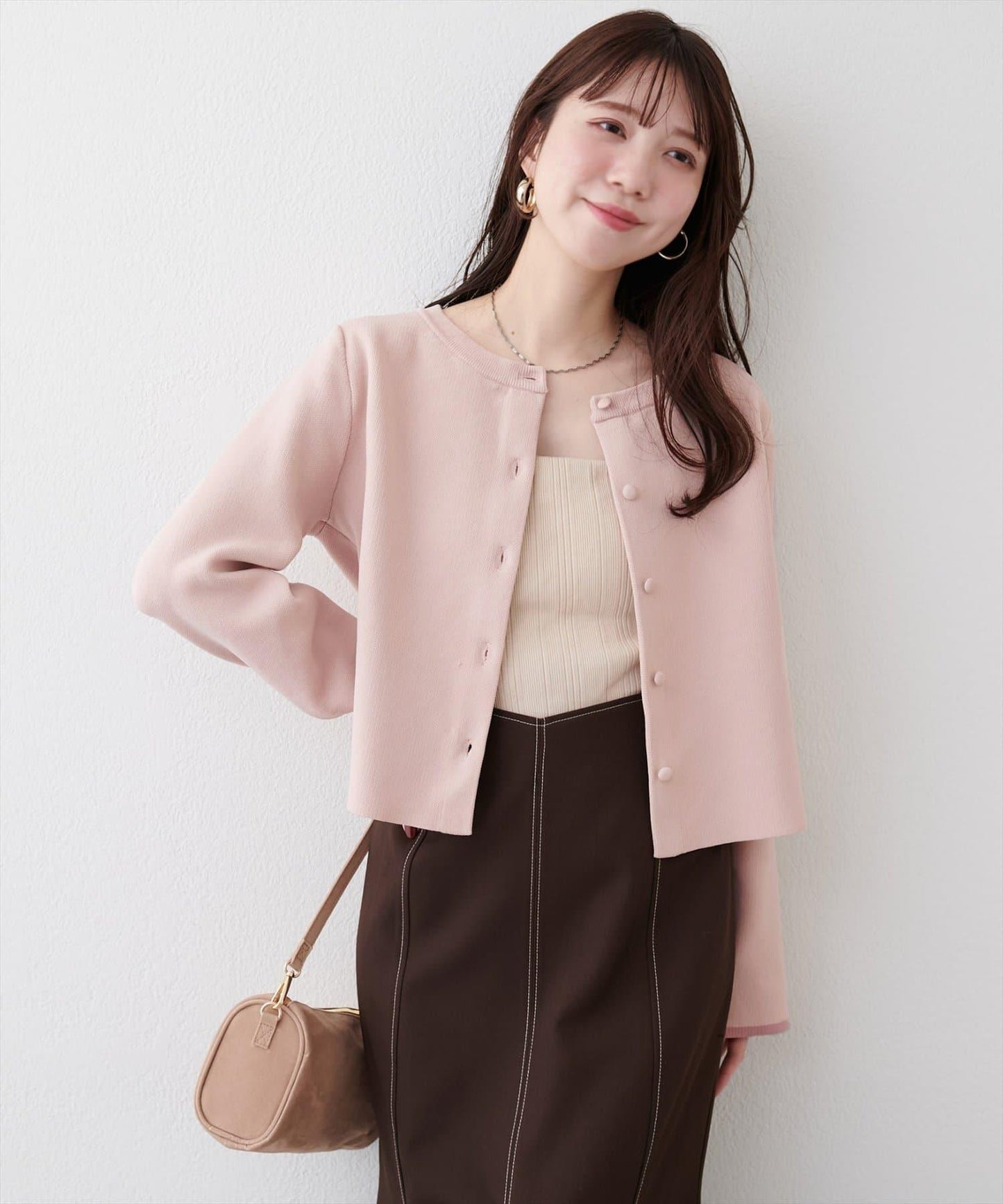 袖口拼色短款開衫