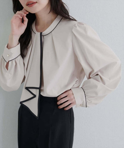 拼色蝴蝶結兩穿襯衫