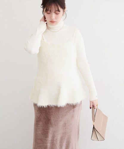 露背荷葉邊吊帶背心+針織連衣裙