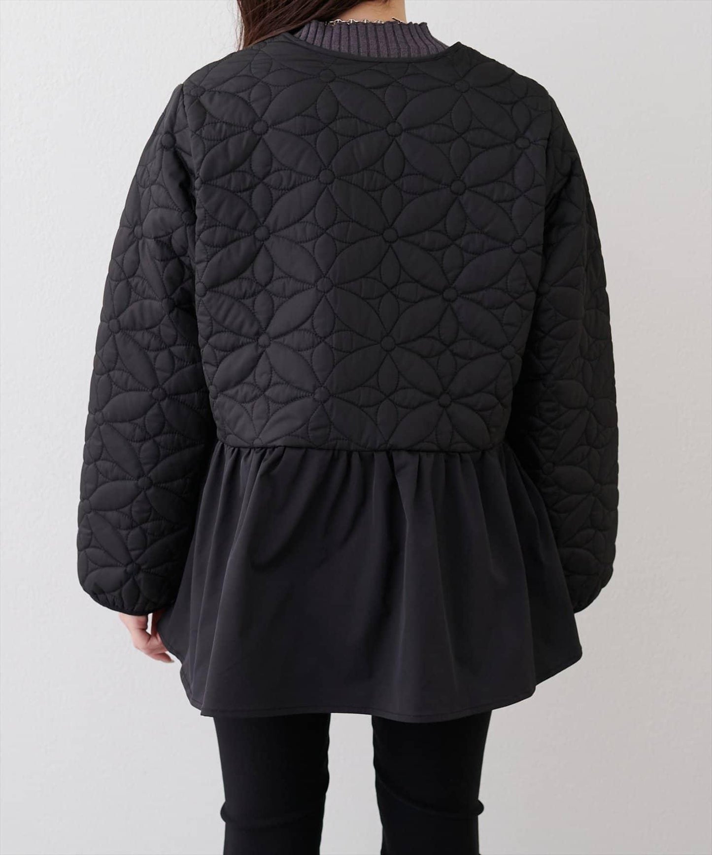 花卉絎縫荷葉邊短外套