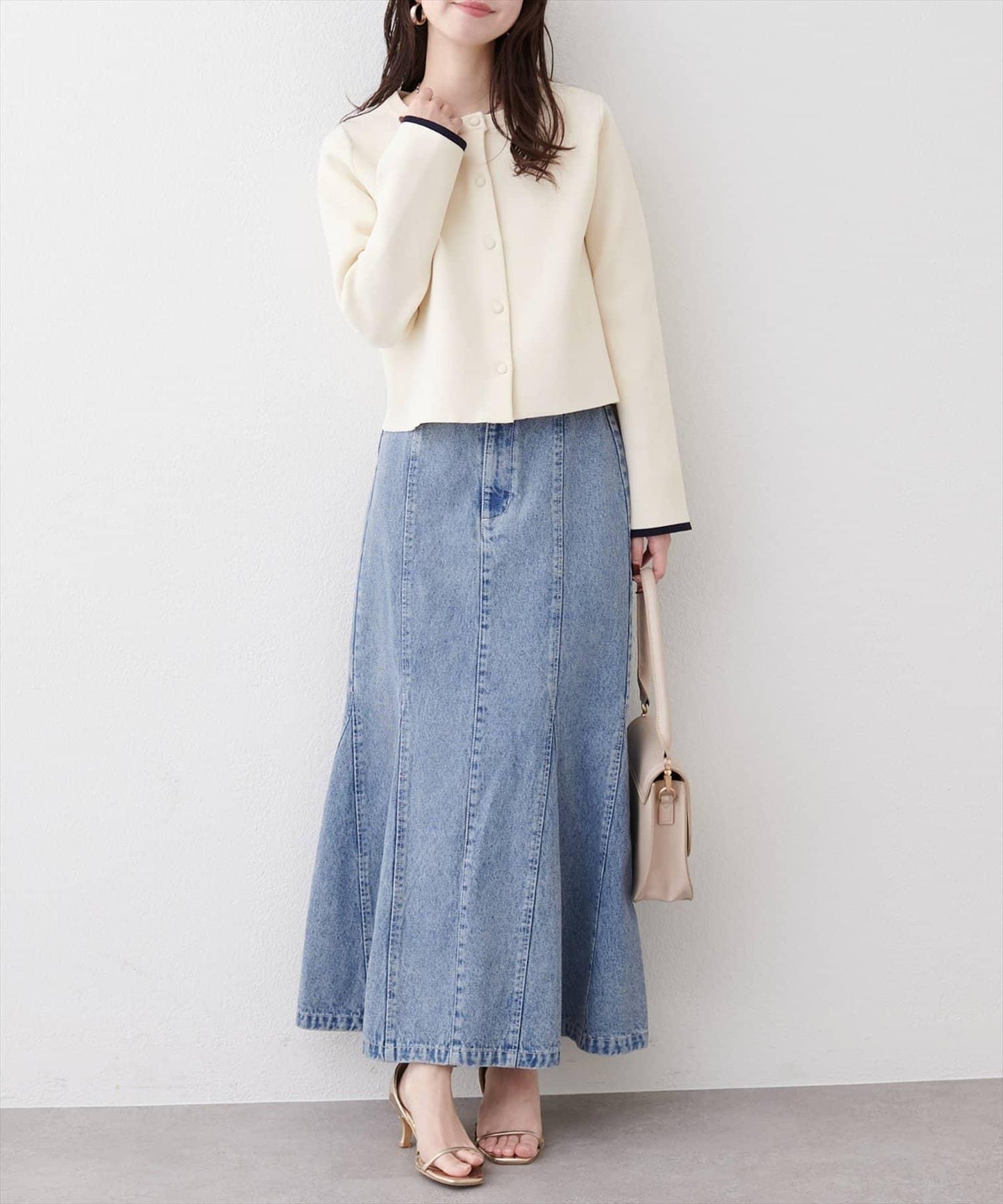 袖口拼色短款開衫