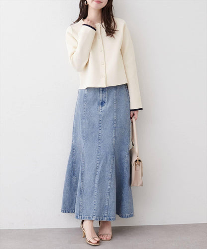 袖口拼色短款開衫