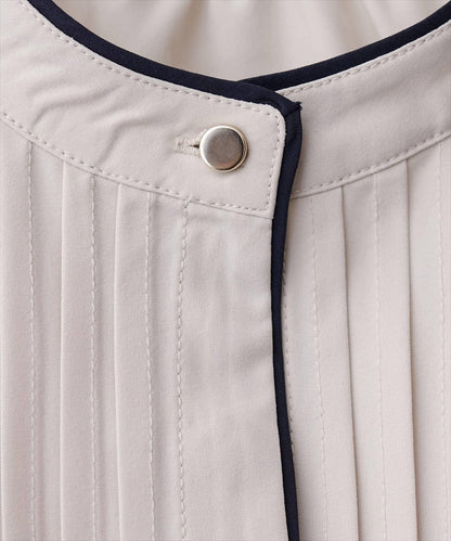 拼色滾邊褶皺女襯衫