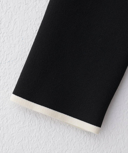 袖口拼色短款開衫