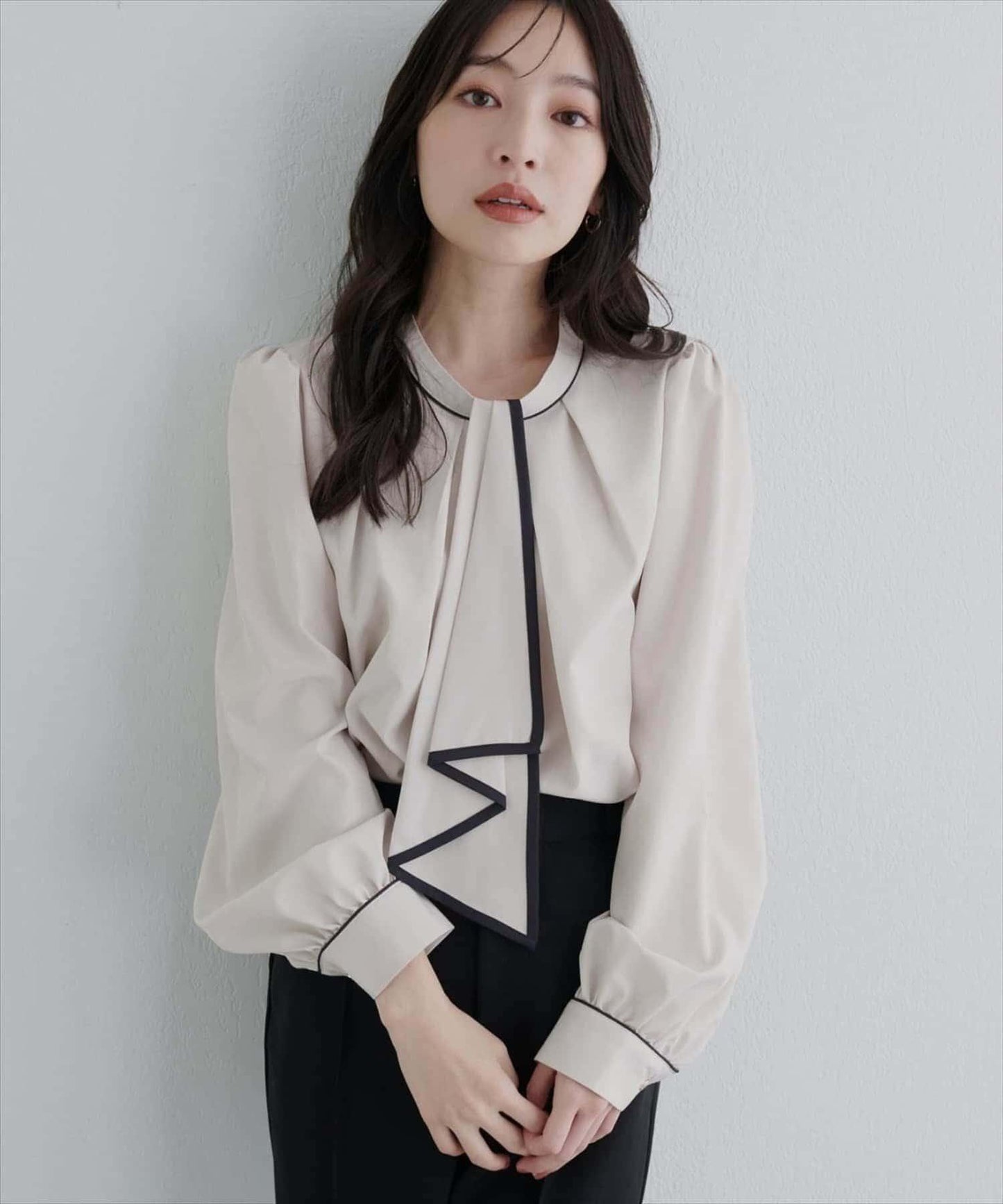 拼色蝴蝶結兩穿襯衫