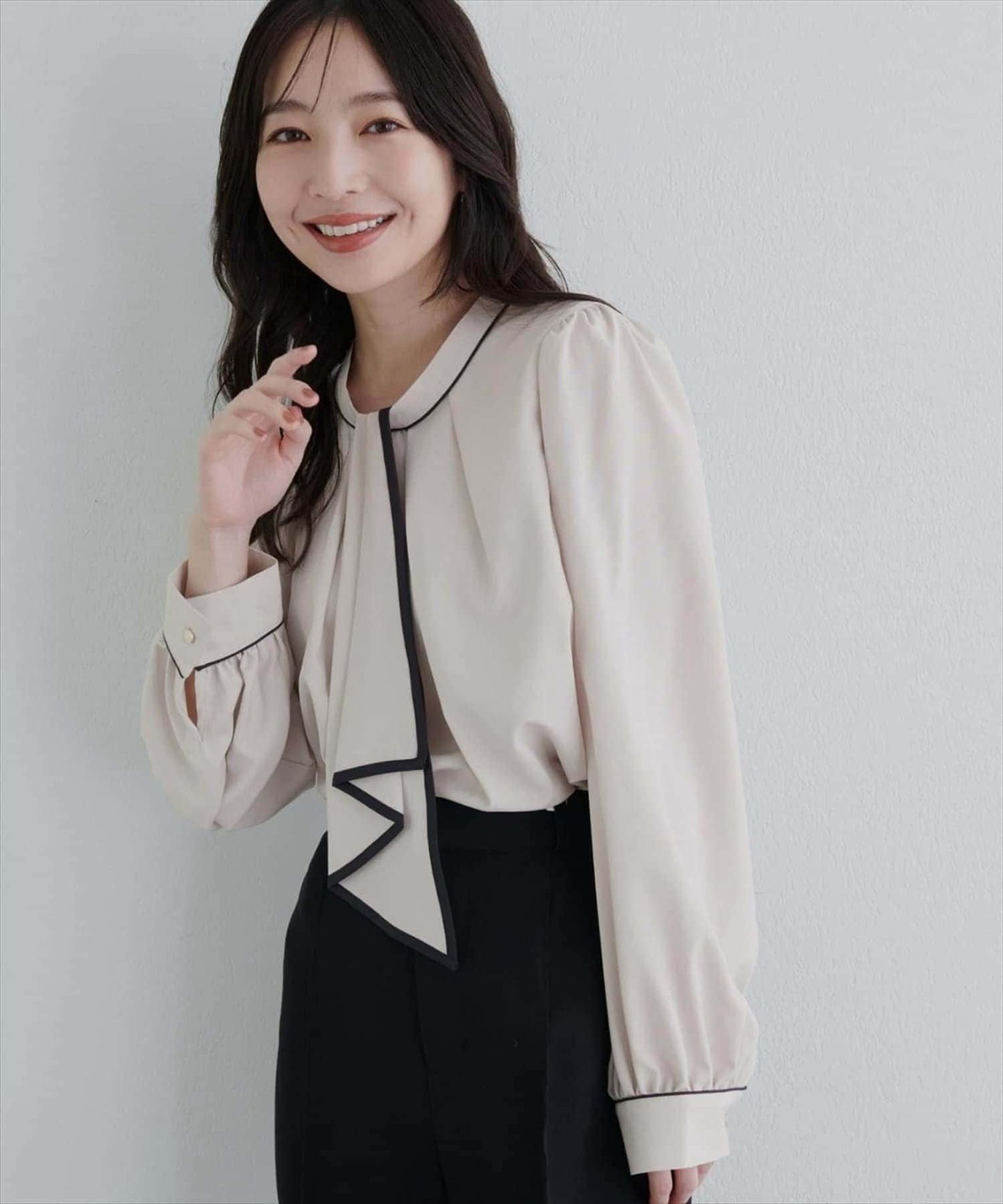 拼色蝴蝶結兩穿襯衫