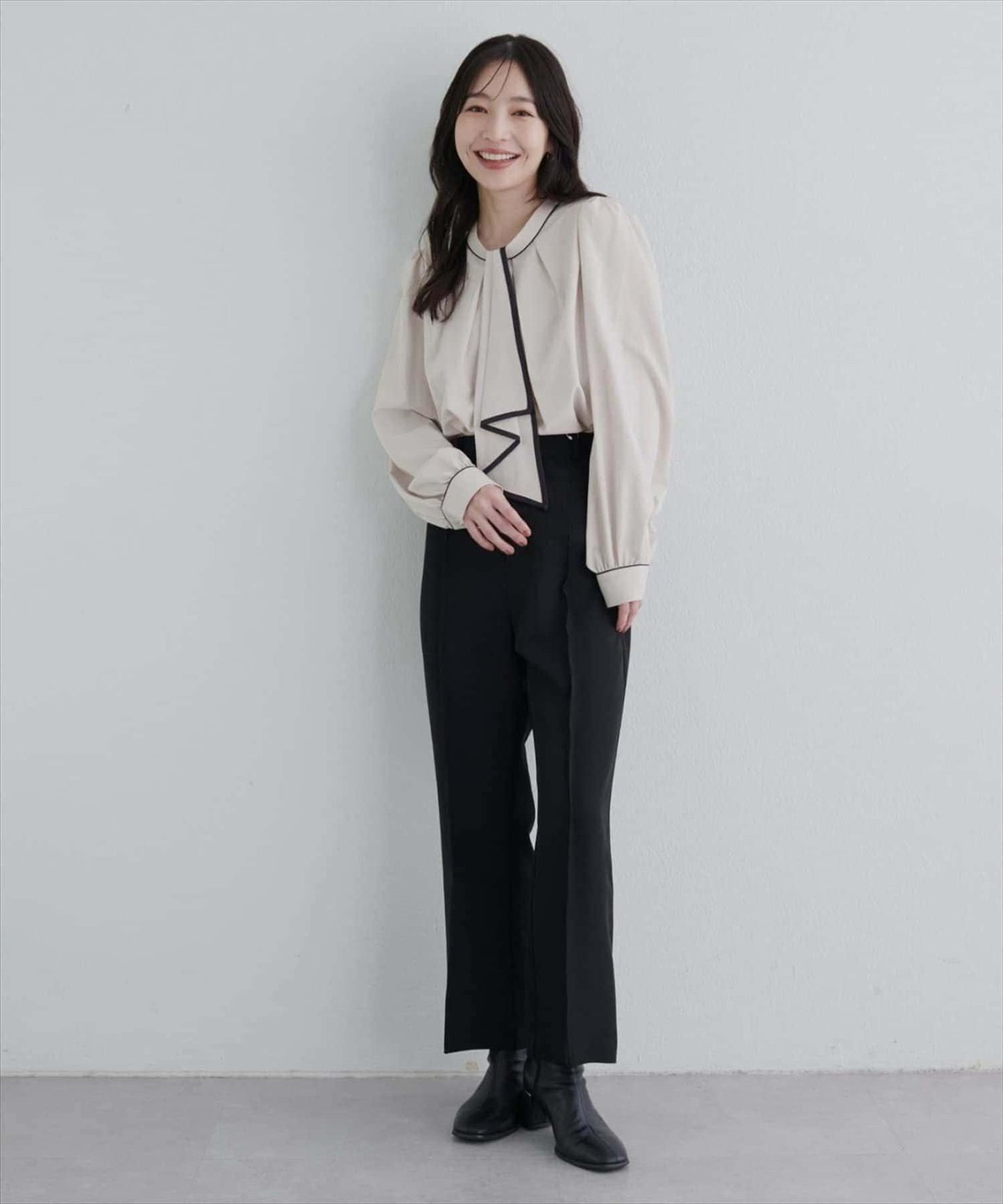 拼色蝴蝶結兩穿襯衫