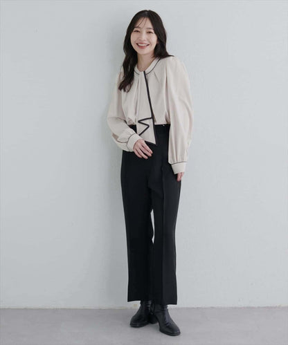 拼色蝴蝶結兩穿襯衫