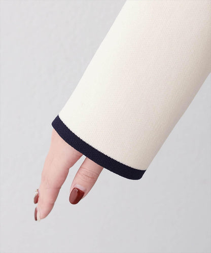 袖口拼色短款開衫