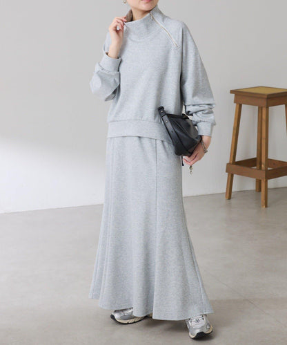 【舒適/百搭】不對稱半拉鍊套裝