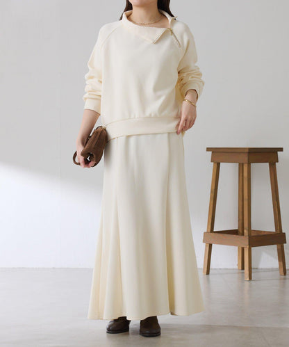 【舒適/百搭】不對稱半拉鍊套裝