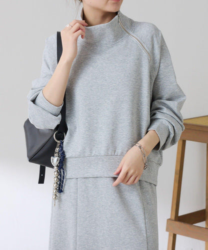 【舒適/百搭】不對稱半拉鍊套裝