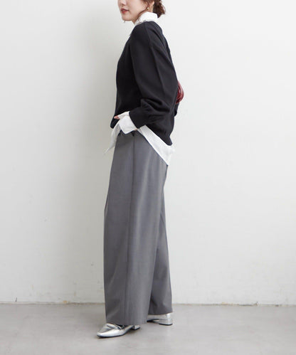 【nane/】《一件穿出時尚感》襯衫拼接針織衫