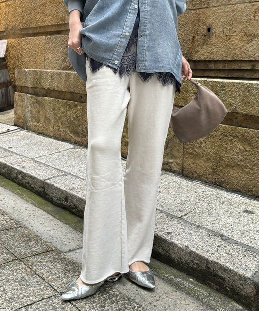 DouDou 顏料染做舊毛圈喇叭版型喇叭褲