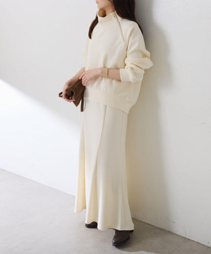 【舒適/百搭】不對稱半拉鍊套裝