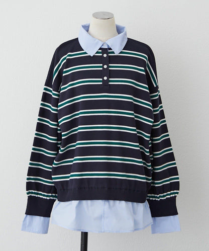 【nane/】《一件穿出時尚感》襯衫拼接針織衫