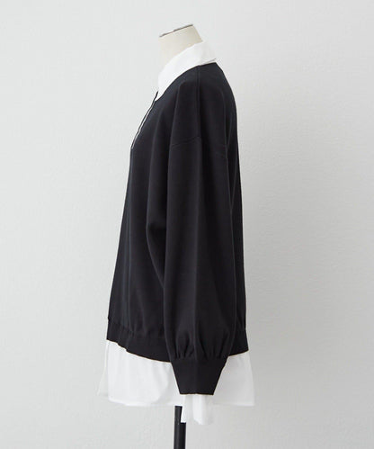 【nane/】《一件穿出時尚感》襯衫拼接針織衫