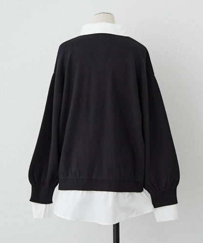 【nane/】《一件穿出時尚感》襯衫拼接針織衫