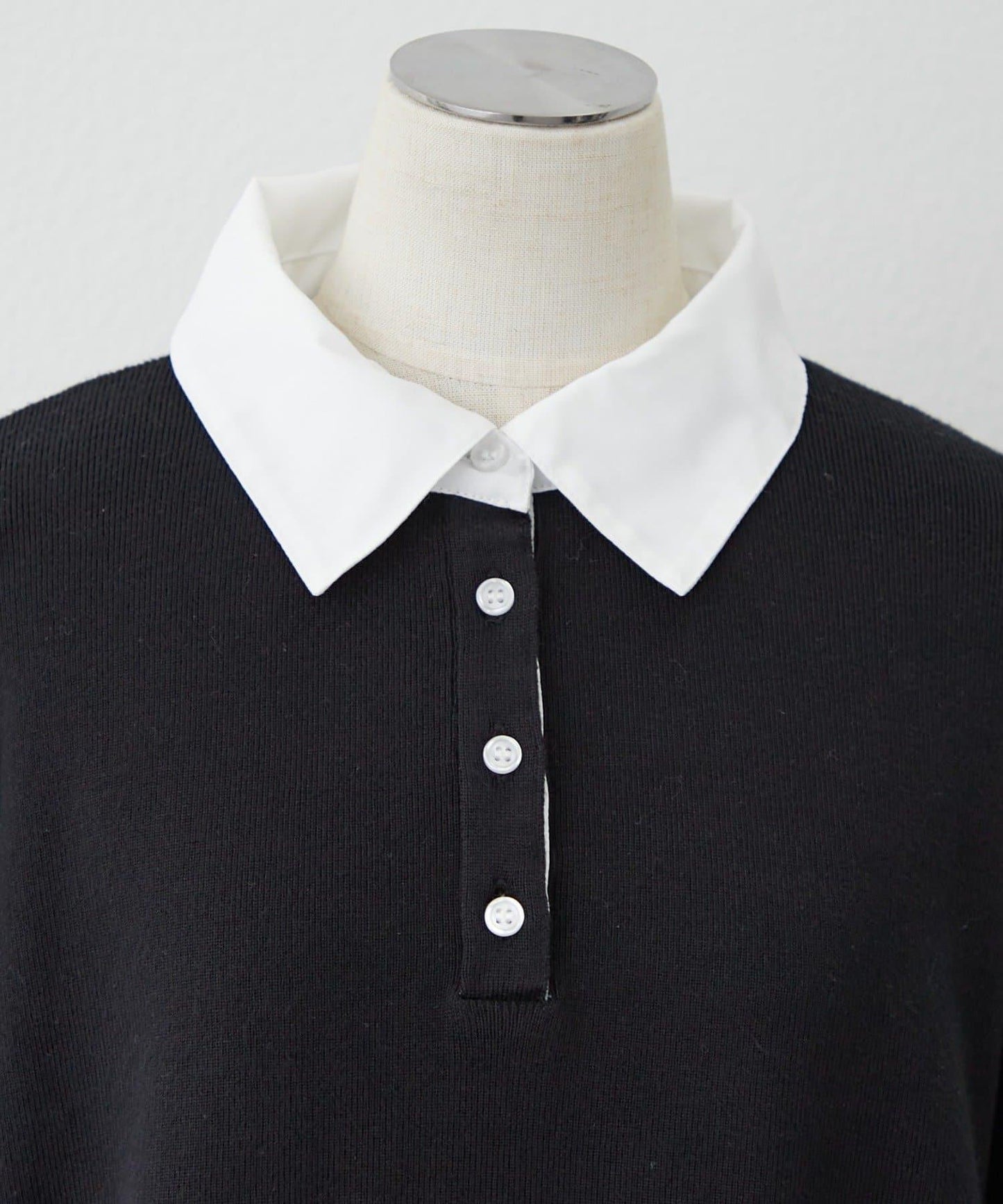 【nane/】《一件穿出時尚感》襯衫拼接針織衫