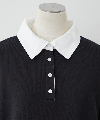 【nane/】《一件穿出時尚感》襯衫拼接針織衫