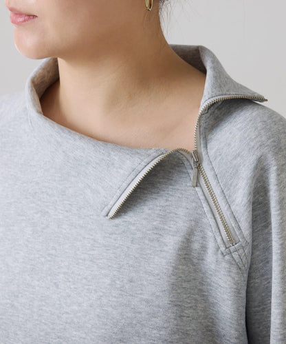 【舒適/百搭】不對稱半拉鍊套裝