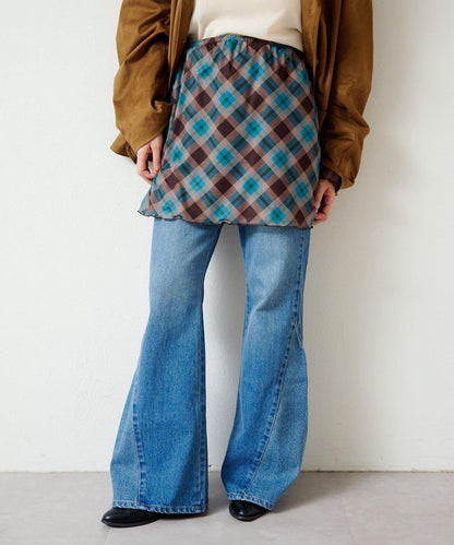 拼接透視半身裙