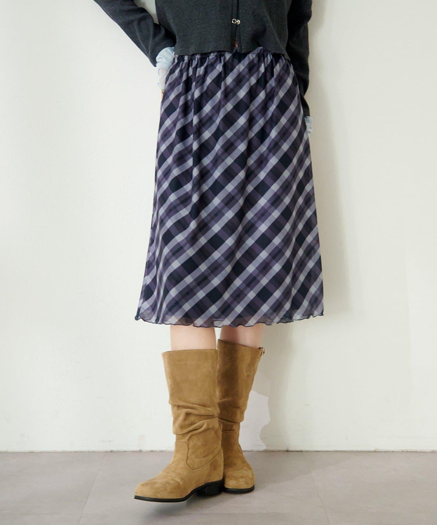 拼接透視半身裙