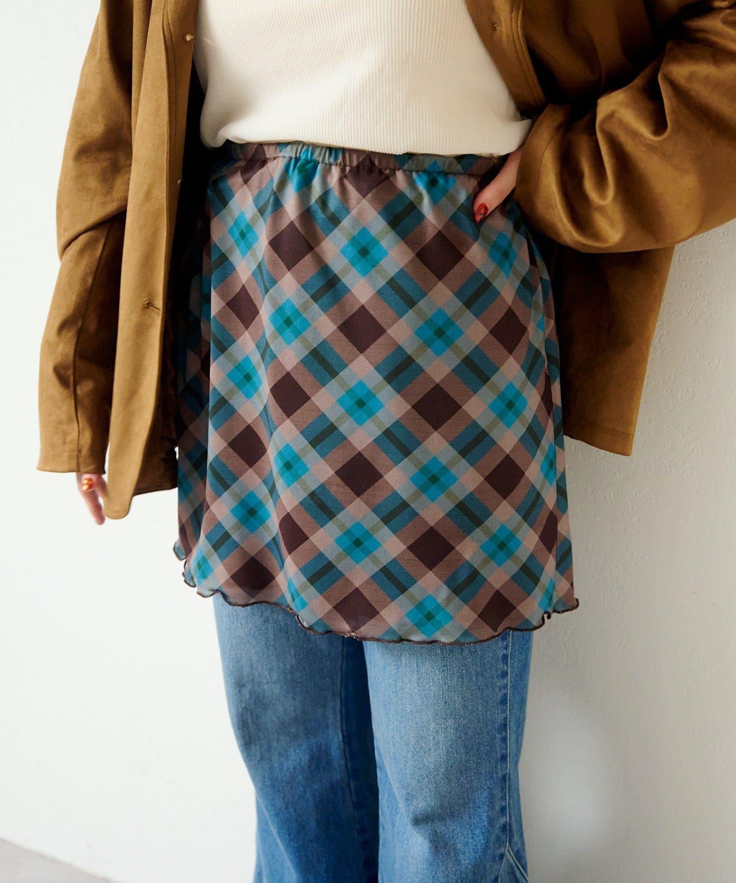 拼接透視半身裙