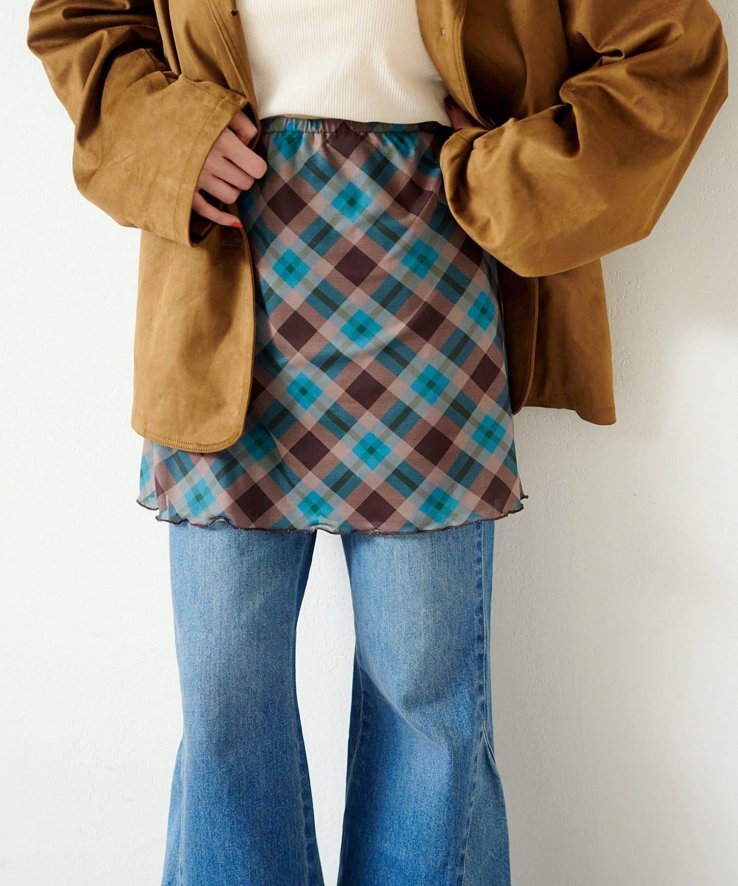 拼接透視半身裙