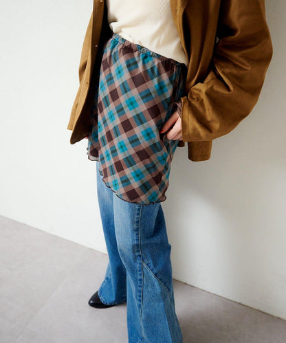 拼接透視半身裙