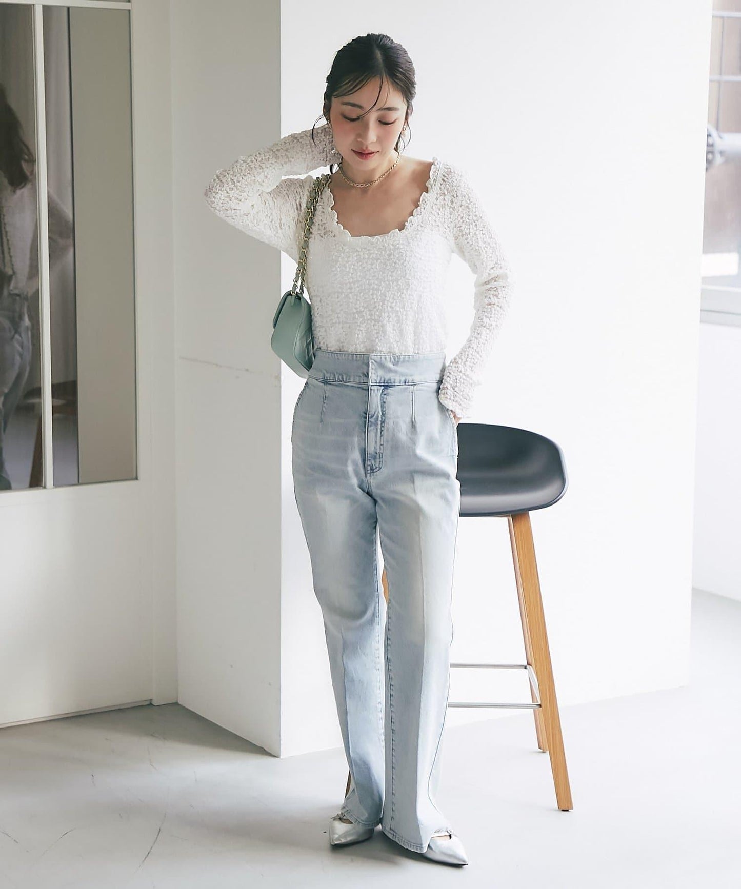 蕾絲彈力雙面可穿套頭衫