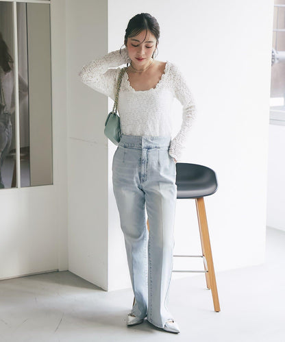 蕾絲彈力雙面可穿套頭衫