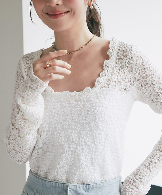 蕾絲彈力雙面可穿套頭衫