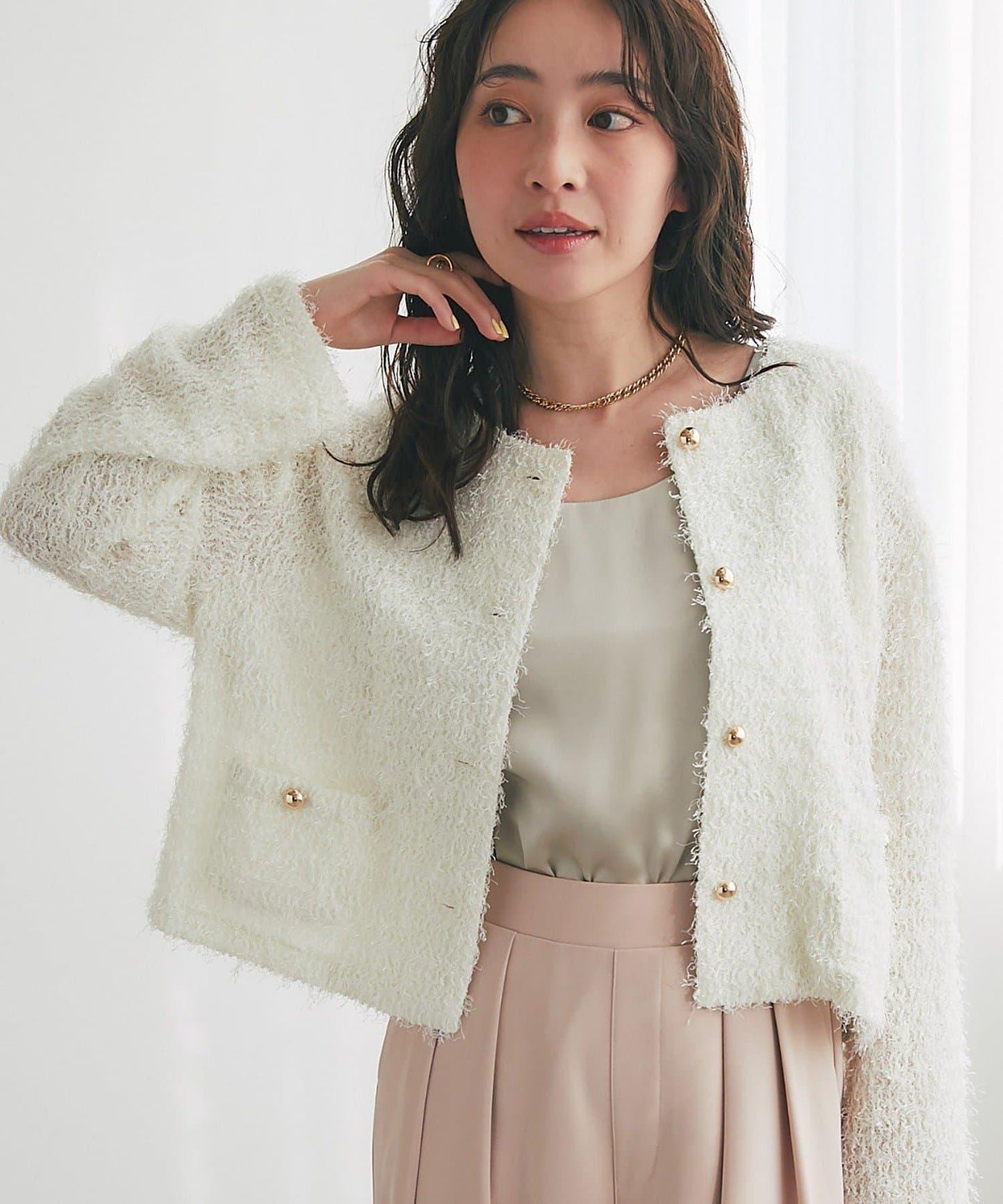 羽毛剪裁針織夾克開衫