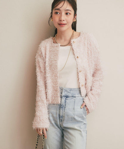 羽毛剪裁針織夾克開衫