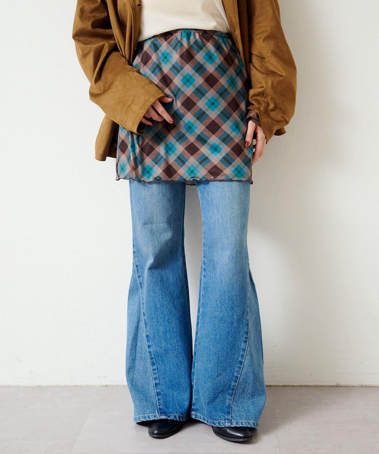 拼接透視半身裙