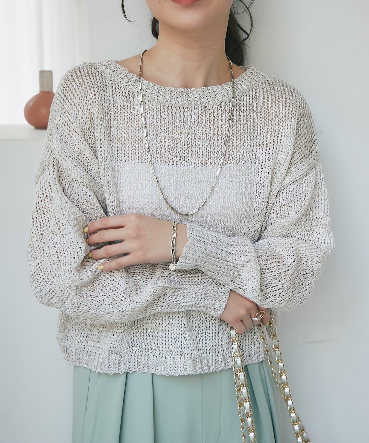 【復刻・新色黃色登場】亮片麻花針織衫