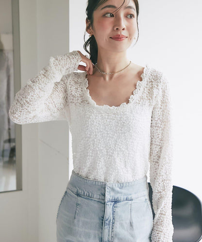 蕾絲彈力雙面可穿套頭衫