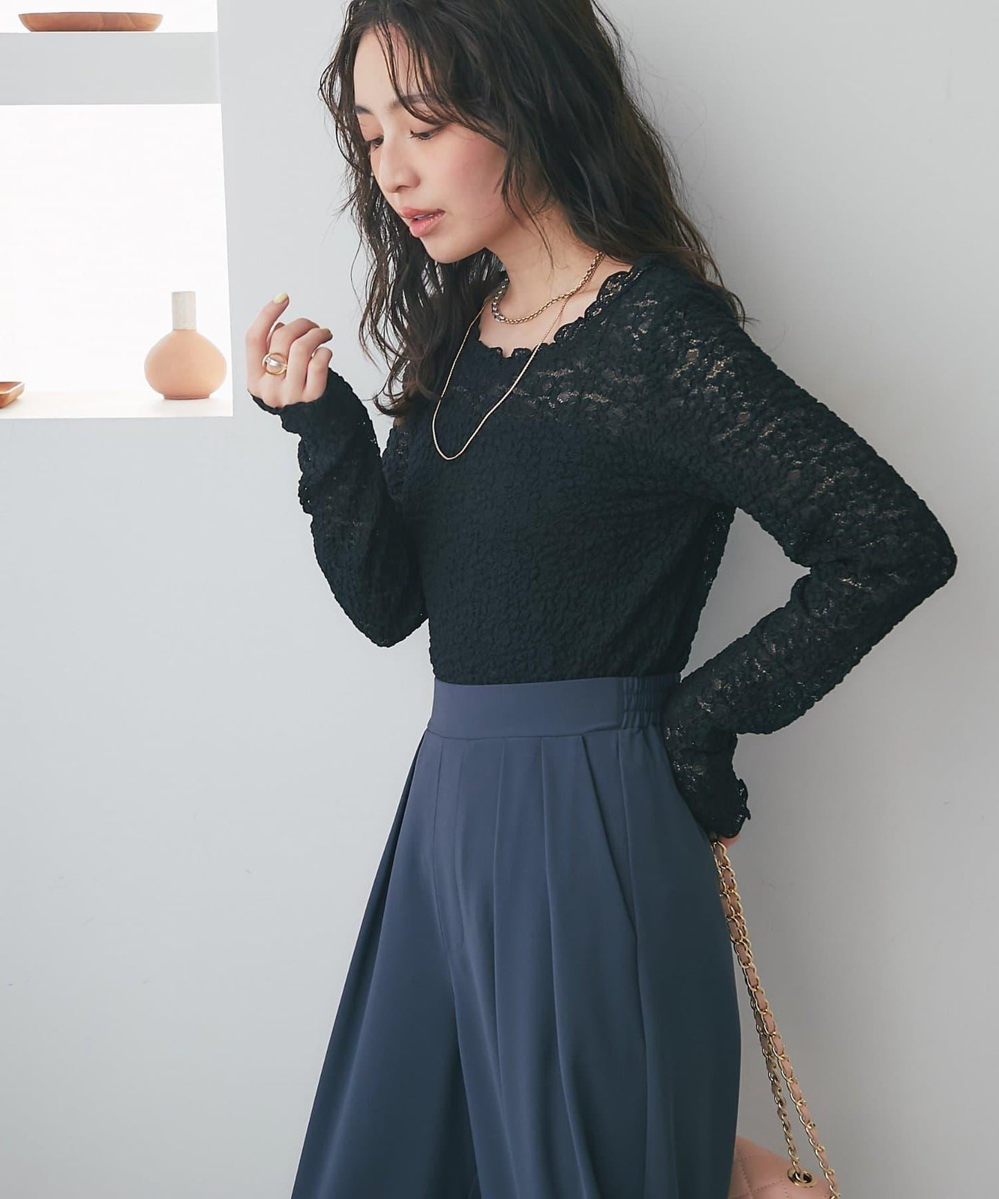 蕾絲彈力雙面可穿套頭衫