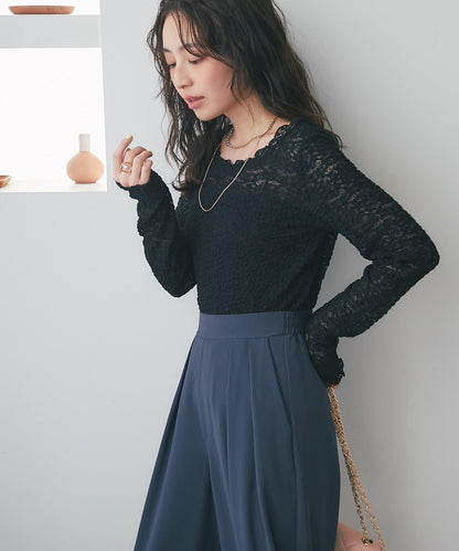 蕾絲彈力雙面可穿套頭衫