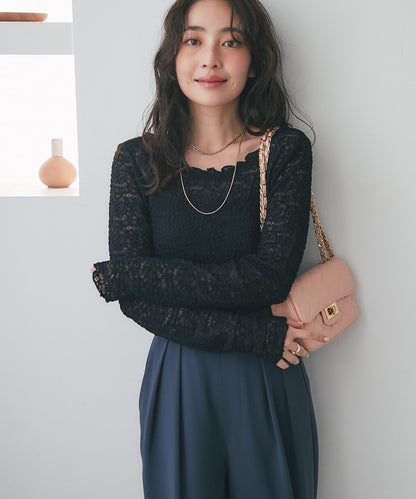 蕾絲彈力雙面可穿套頭衫