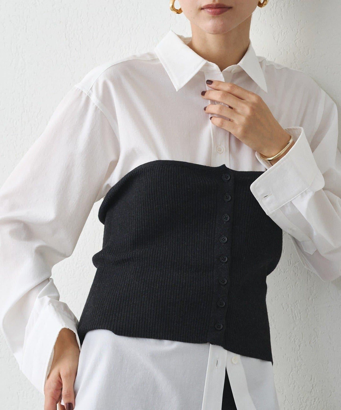 【Loungedress】襯衫+針織背心套裝