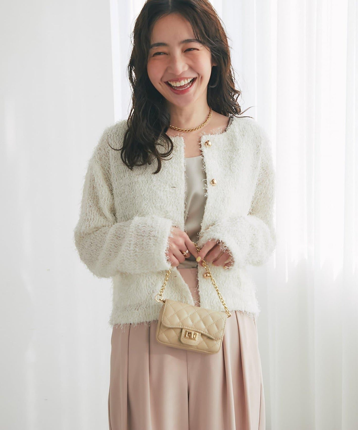 羽毛剪裁針織夾克開衫