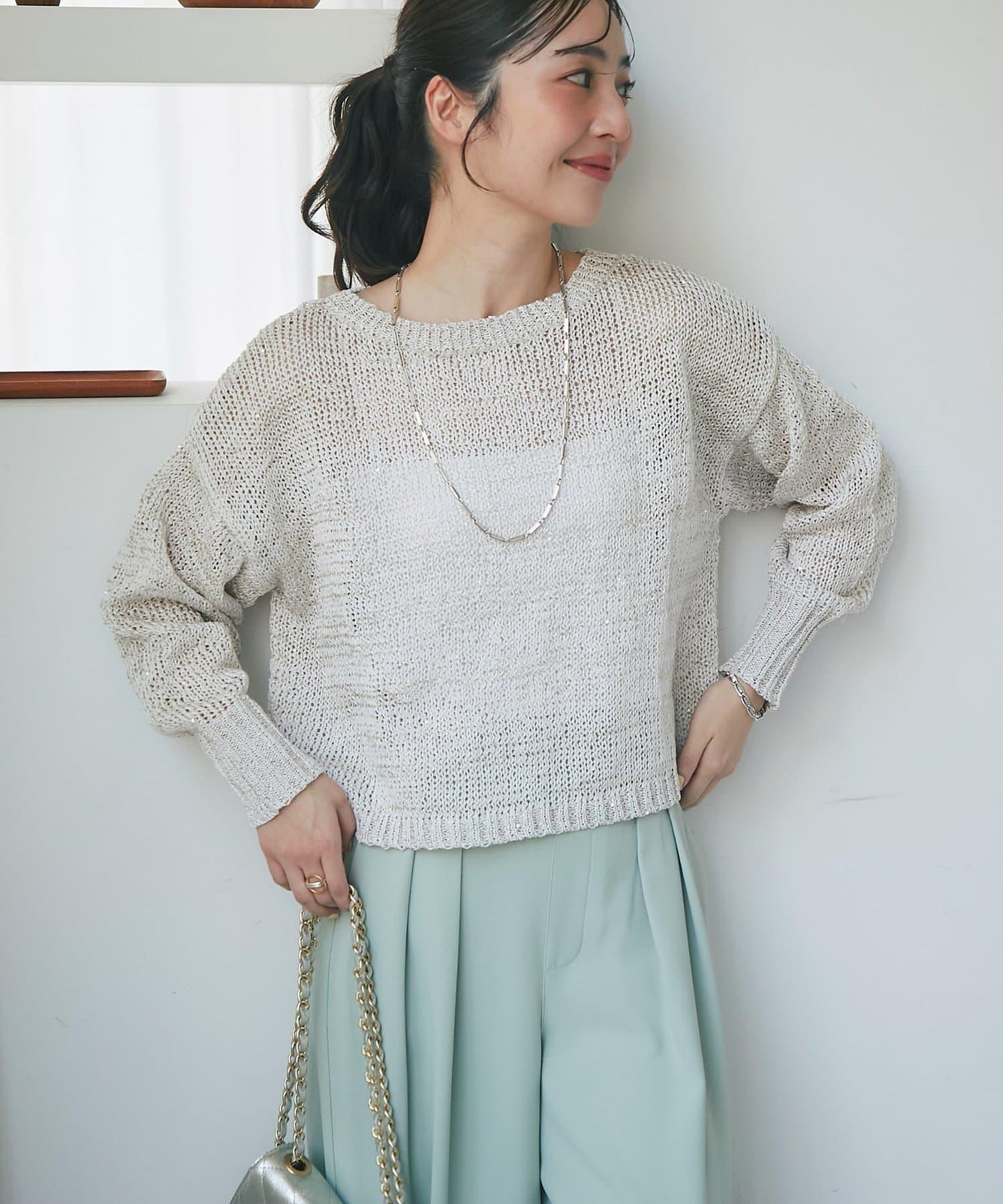 【復刻・新色黃色登場】亮片麻花針織衫