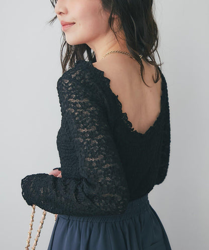 蕾絲彈力雙面可穿套頭衫