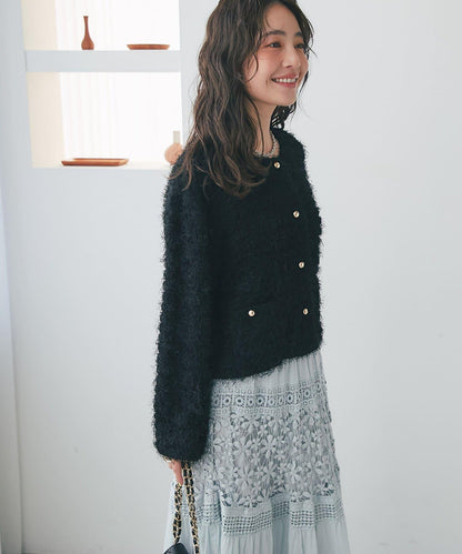 羽毛剪裁針織夾克開衫