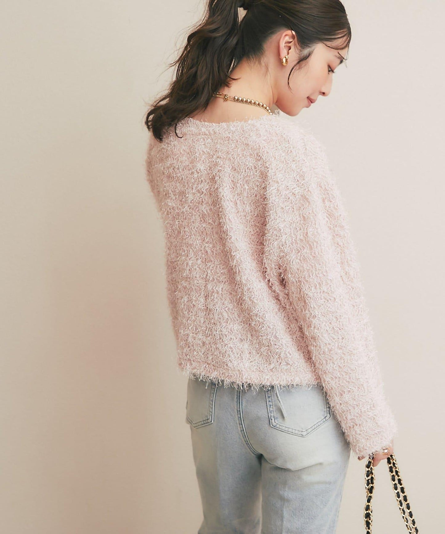 羽毛剪裁針織夾克開衫