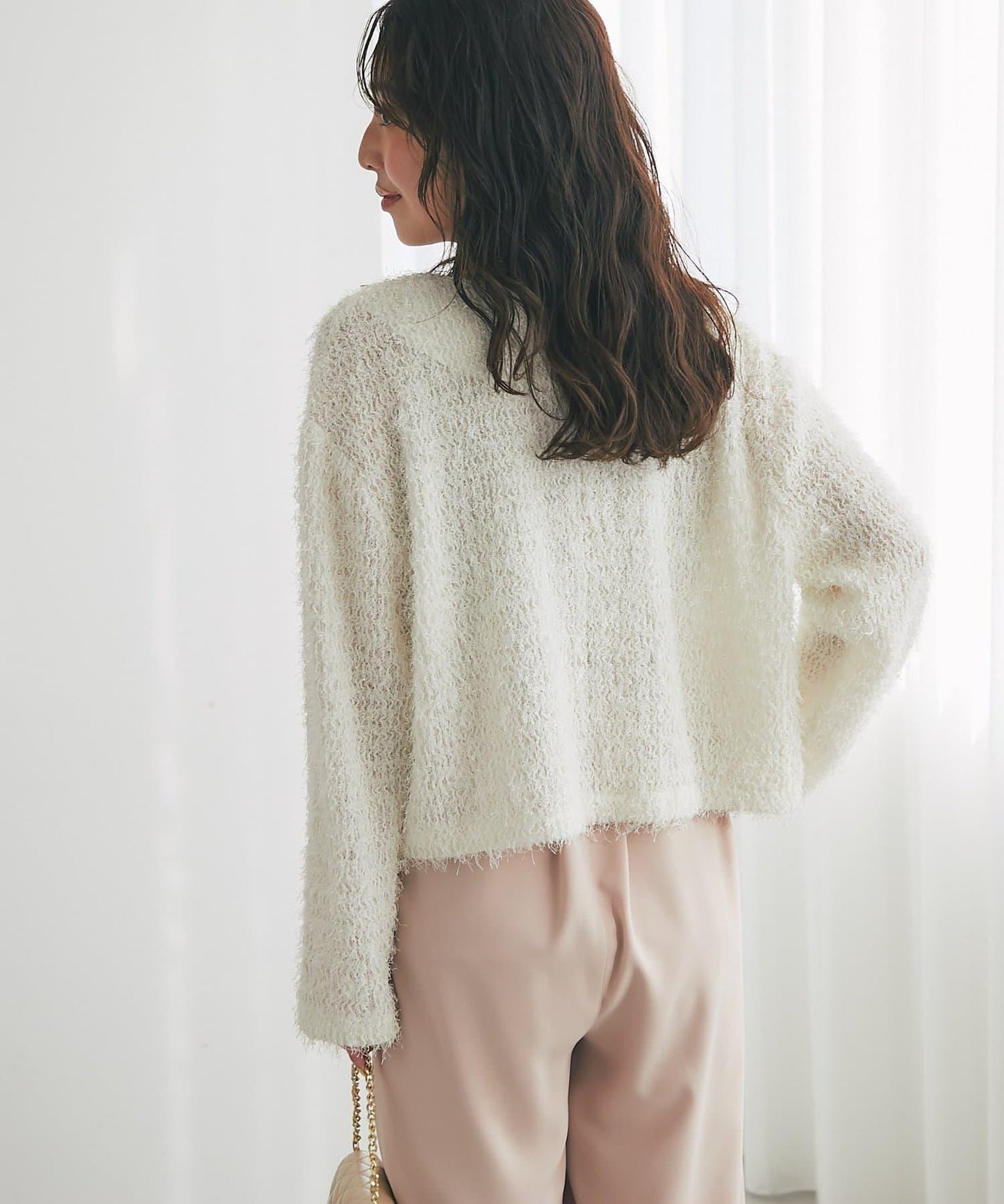 羽毛剪裁針織夾克開衫