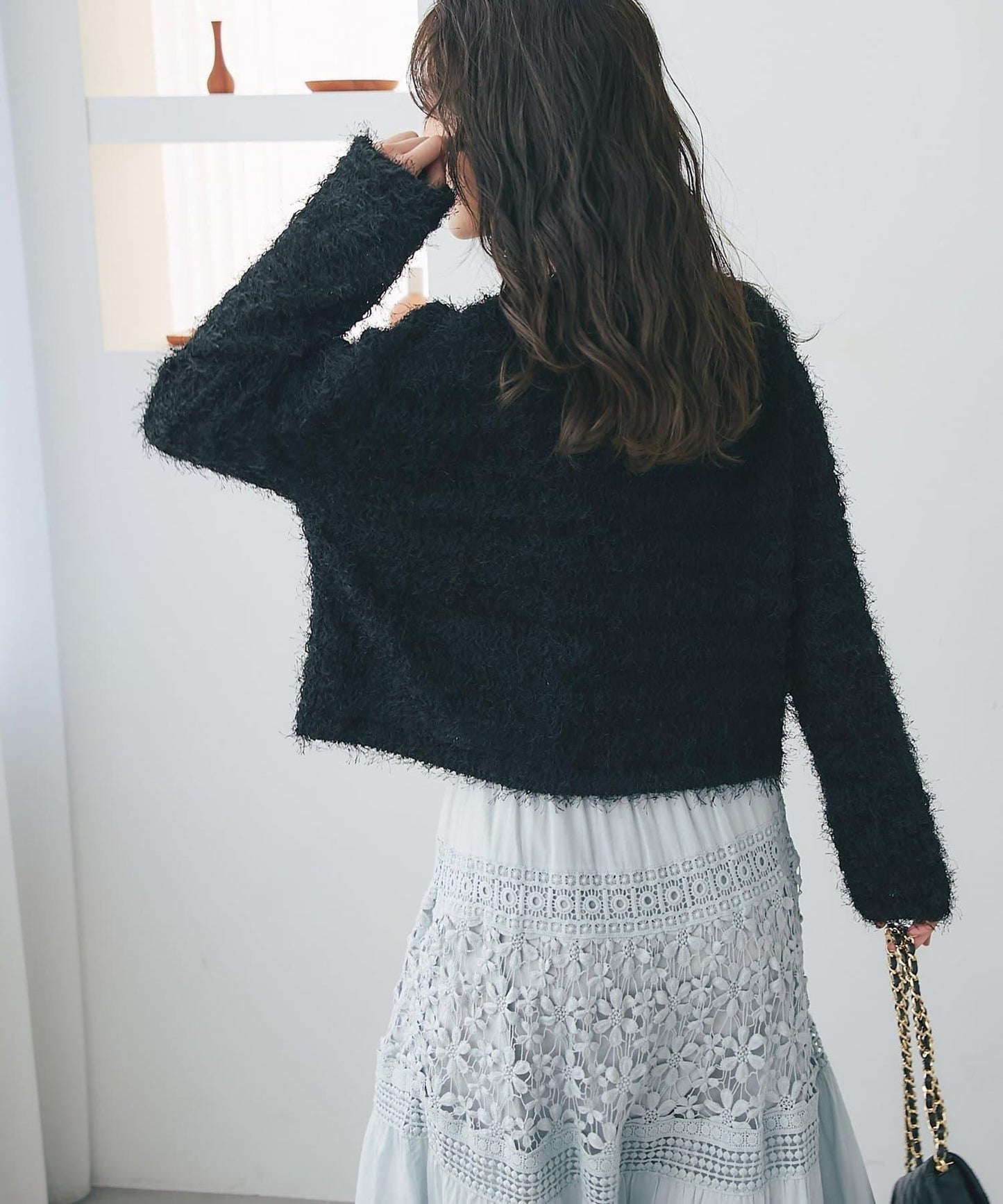 羽毛剪裁針織夾克開衫